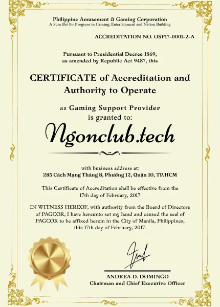 Giấy phép pagor ngonclub.tech