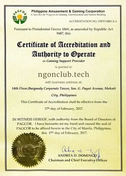 giấy phép ngonclub.tech
